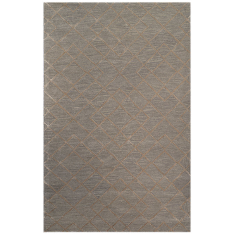 Highway Geometric Wool Area Rug, Rectangle 153 x 244cm