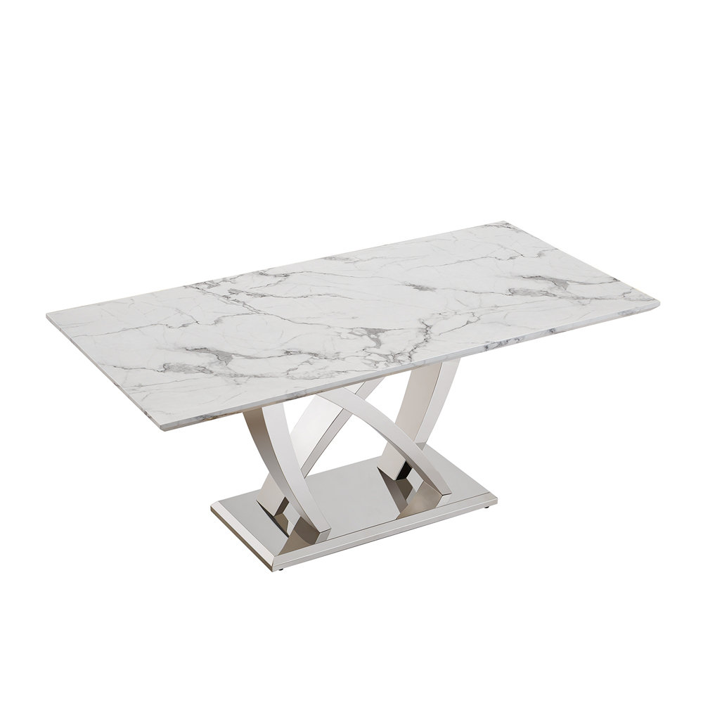 Brayden Studio® Contemporary Design 70'' Rectangle Faux Marble Dining ...