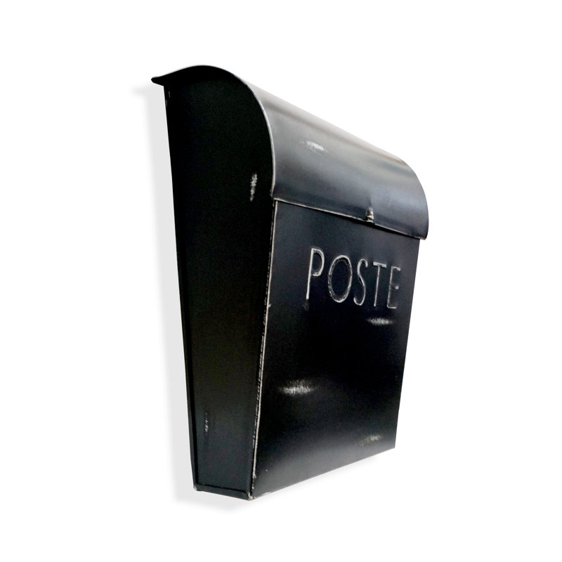 Rustic Black Steel Wall Mounted Mailbox with Newspaper Holder