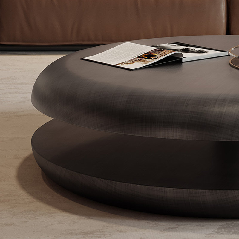 Table basse moderne et minimaliste en acier inoxydable., Gris