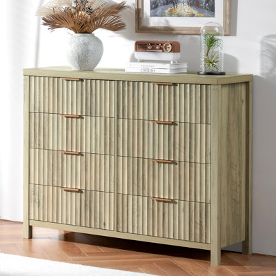 Arrilla 46.5" W Fluted Manufactured Wood 8-Drawer Dresser