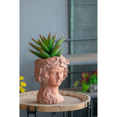 Pot à fleurs à tête brune - Ciment de style grec pour décoration de jardin intérieur et extérieur 7,9 po Ciment large, jardins