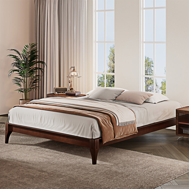 Wood Platm Bed Frame, Chocolate, Queen