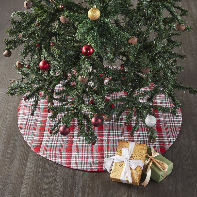 Classic Red and White Plaid Cotton Tree Skirt 36"