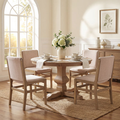 Ensemble de table de salle à manger 5 pièces en bois d'hévéa avec chaises rembourrées Alagie
