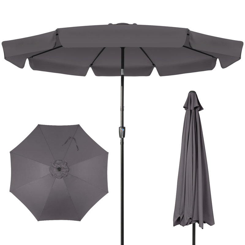 Cesur 3M Garden Parasol Sun Shade Canopy Patio Outdoor Umbrella Crank Tilt UPF 30+, Grey