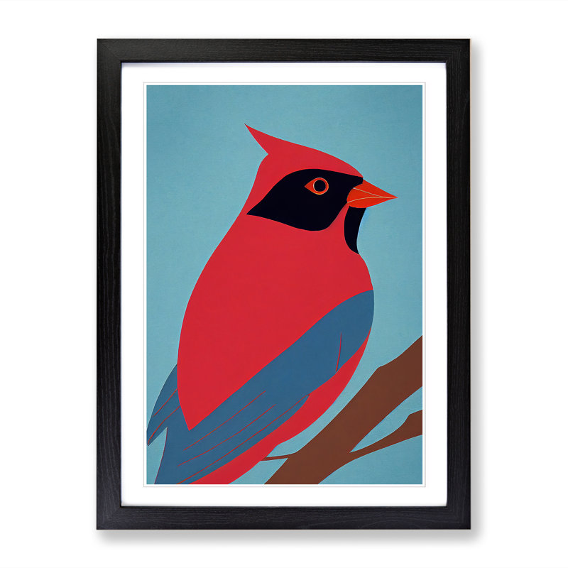 FRM-V0523-354X Cardinal Bird Vol.2 - Single Picture Frame Print, Black Framed, 34cm H x 25cm W x 2cm D