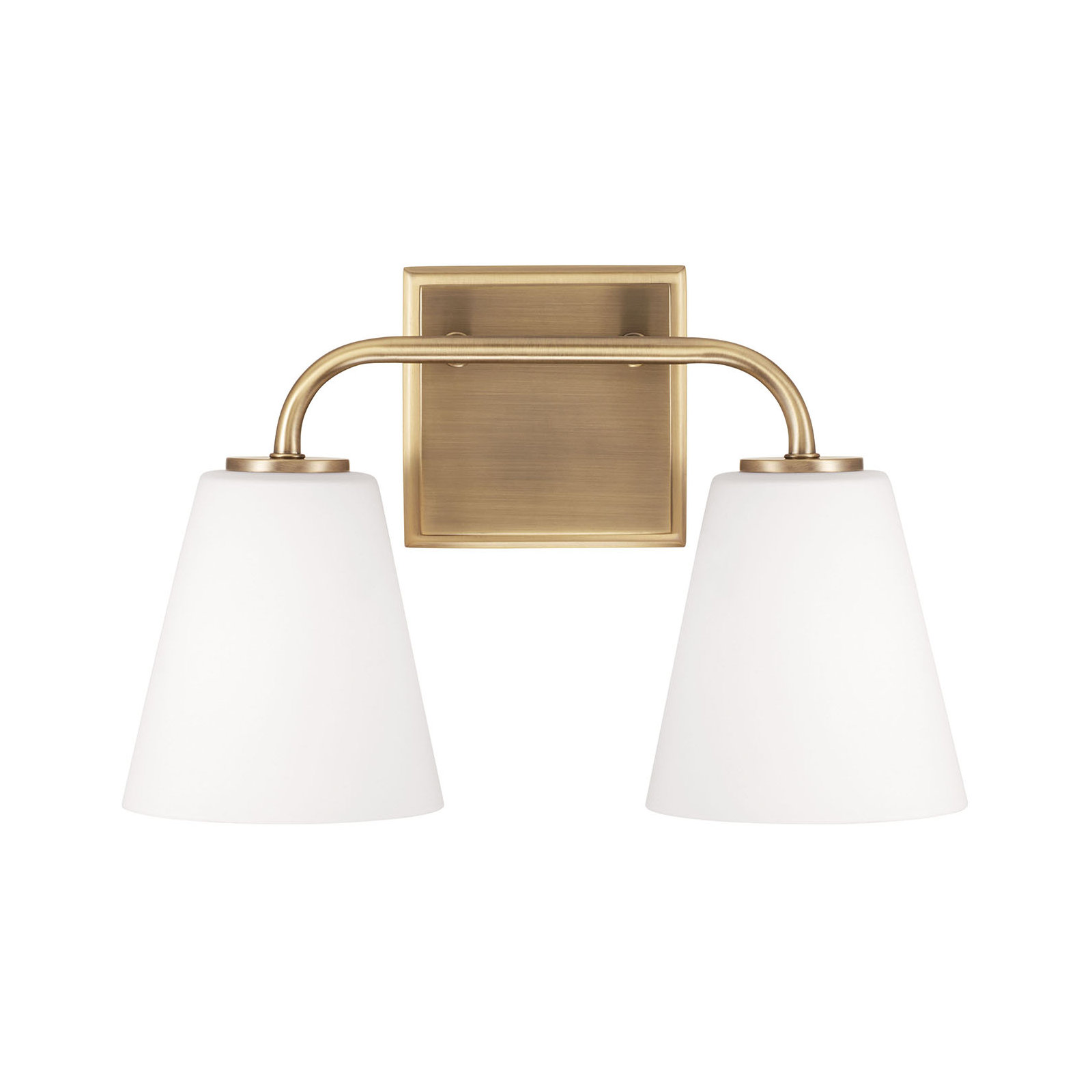 Crete 2 Light Frosted Dimmable Vanity Light, Aged Brass