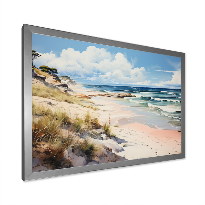 Phair - plage, reproduction sur toile, H 30 po x l 40 po, Cadre simple argenté