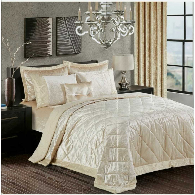 Stodghill Velvet Solid Colour Bedspread, Beige, King