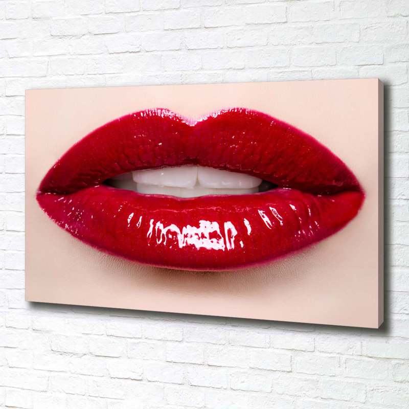 Red Lips - Print, 70cm H x 100cm W x 2cm D, Canvas