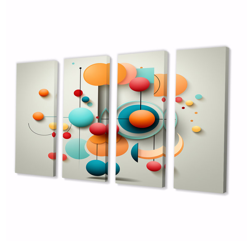 Ensemble de 4 pièces d'art géométrique pour salon bleu géométrique, H 32 po x l 64 po