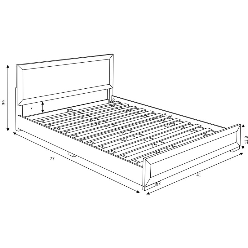 Trent Wood Low Profile Platform Bed, Twin, Walnut