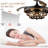 Farmhouse 42" Retractable Ceiling Fan with Lights, Black Finish DIY Shape 6-Speed Ceiling Fan with Remote