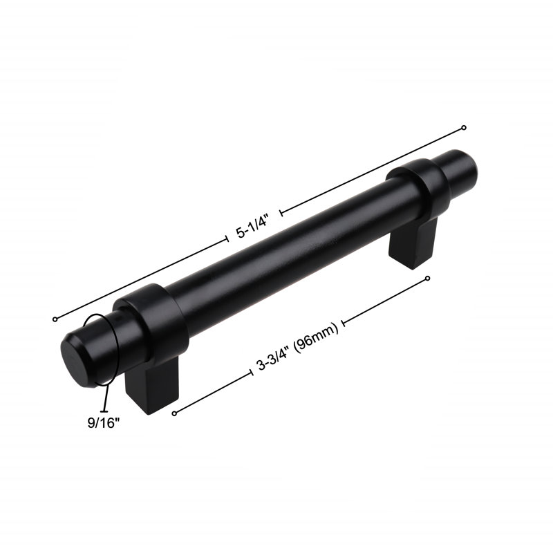 Solid Bar Pull, Matte Black, 3.75"