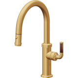 Pull-Down Kitchen Faucet With Button Sprayer - Low Arc Spout