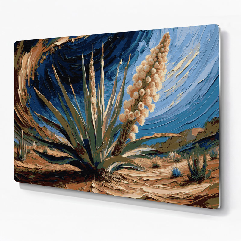 «Southwestern Plants Yucca Plant 196», art mural en métal gris, H 144 po x l 216 po x P 0,05 po
