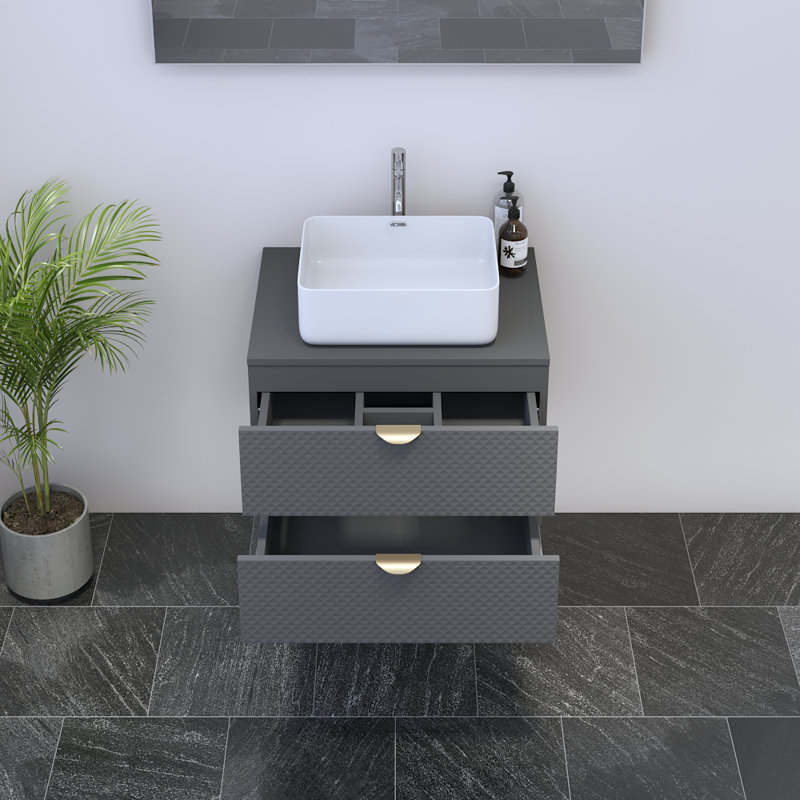 Meuble-lavabo gris 23,6 po Bali, Gris