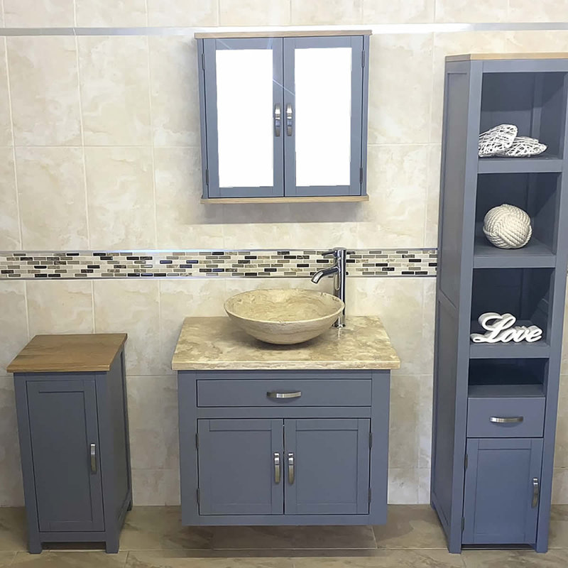 Solid Oak 750mm Wall Hung Single Vanity Unit