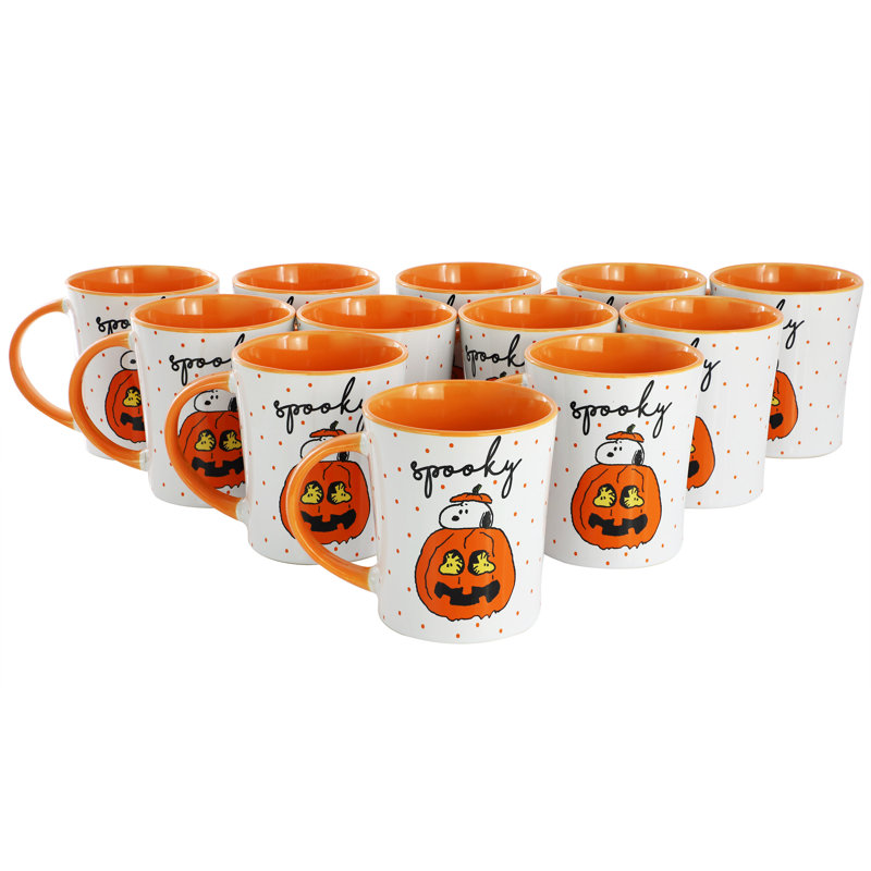 Ensemble de grandes tasses en grès orange 15 pièces Peanuts Spooky