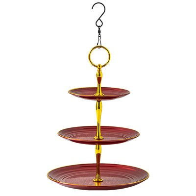 Multi-Purpose Bird Hanging Feeder Pet Parrot Bird 3-Layer Outdoor Bird Feeder Bathtub Garden Decoration, Bird Bathtub, Bird Platform, Red