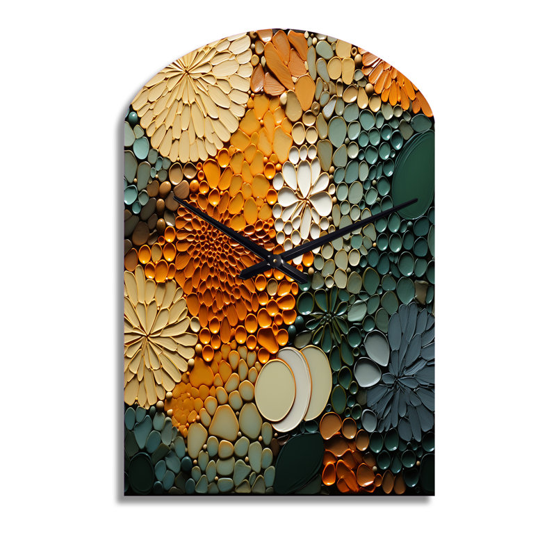 Hardedge Art Earthy Euphony VI - Arch Shape Large Hard Edge Painting 3D Wall Clock, Grand