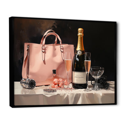 " Coral And Black Fashion Bag Champagne "