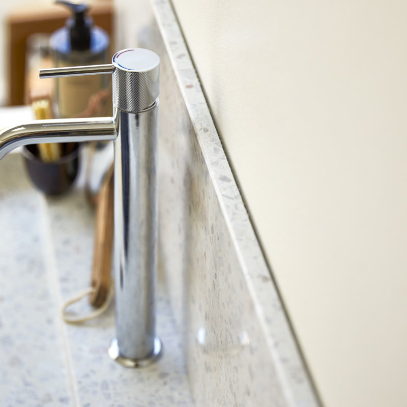 Ava Premium Terrazzo Bathroom Vanity Top, 80 cm x 25 cm, Moon White