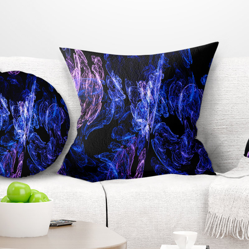  Coussin de bureau abstrait fractal, 16 po x 1 po, Carré