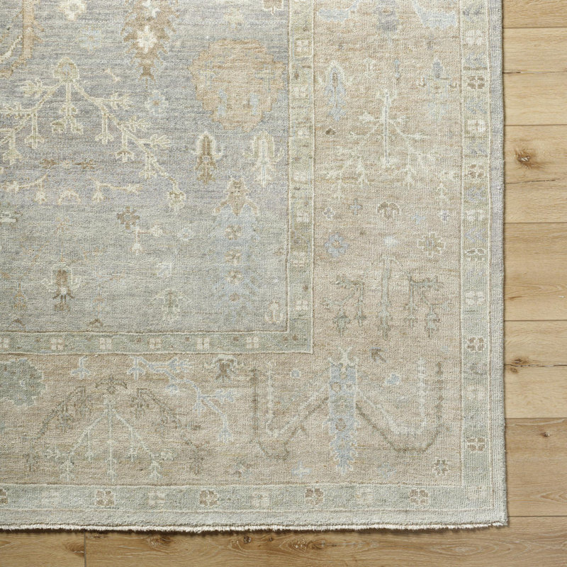 Normandy Hand Knotted Wool Abstract Area Rug in Gray, Rectangle 2' x 3'
