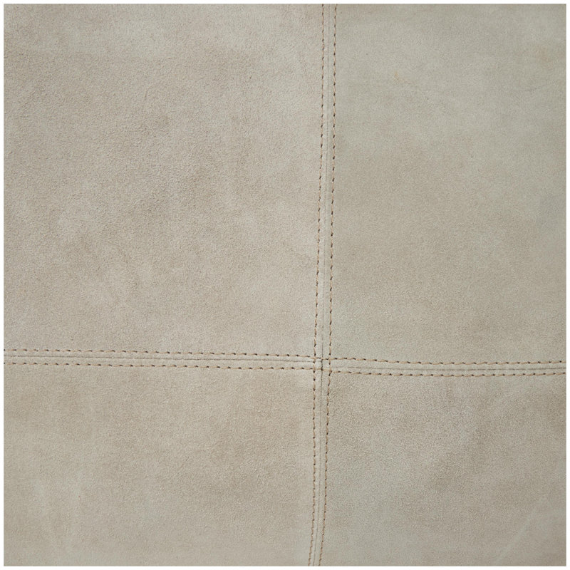 Repose-pieds carré en cuir Sharita, Cuir véritable gris