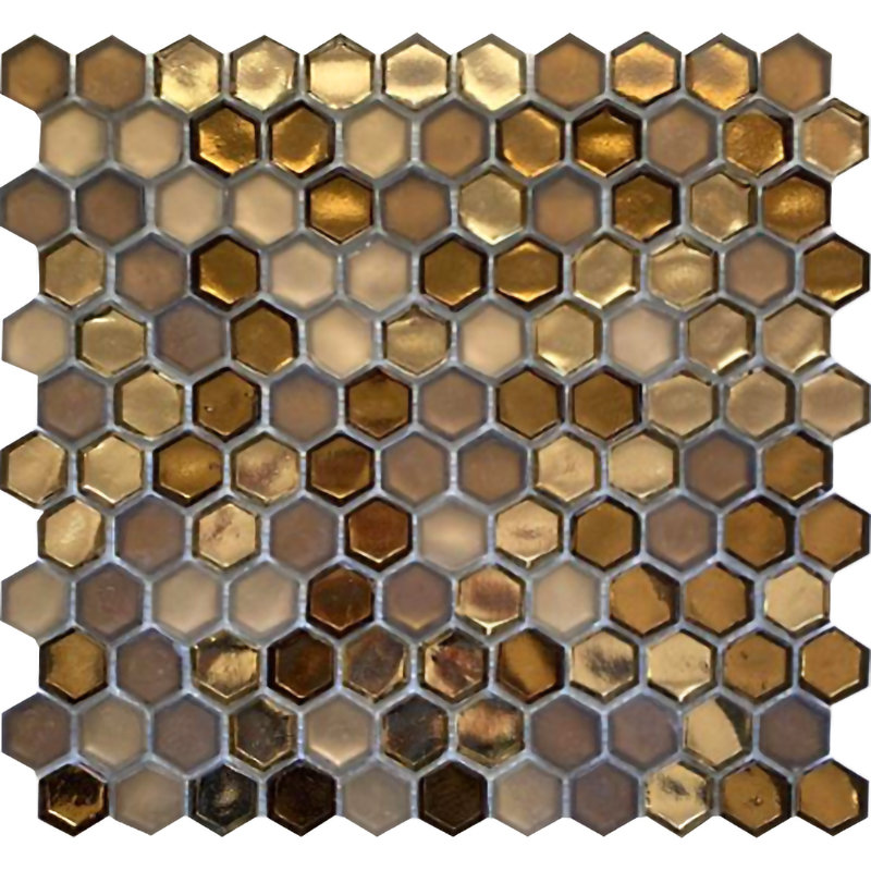Allegro 11x11 in. Gold Glossy, matte Glass Hexagon Wall and Floor Tile (8.63 sq ft/case, 10-Pack)