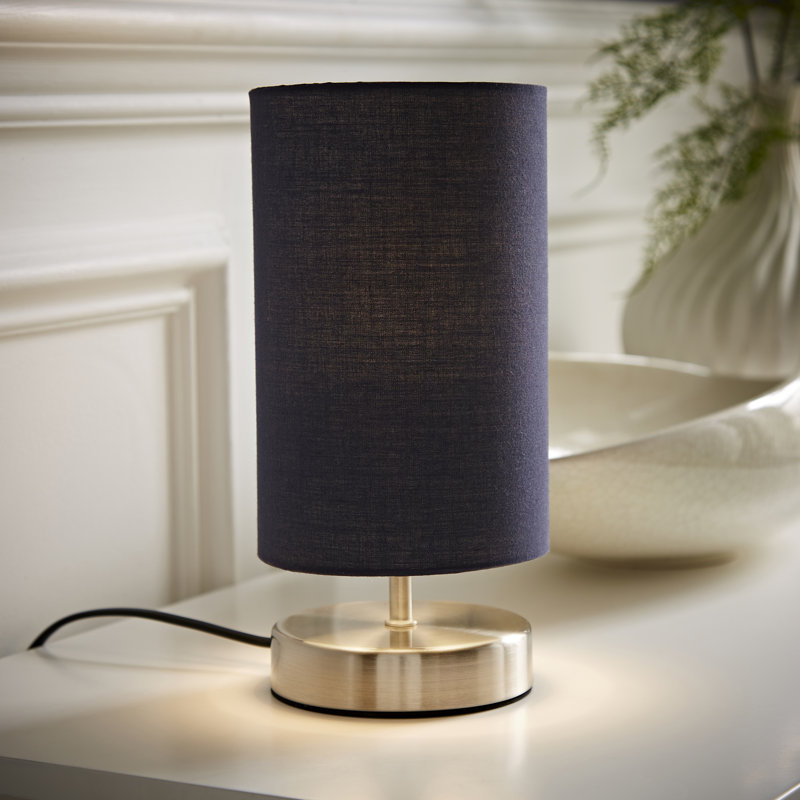 Romica Metal Table Lamp, Navy, Brushed Chrome, Yes