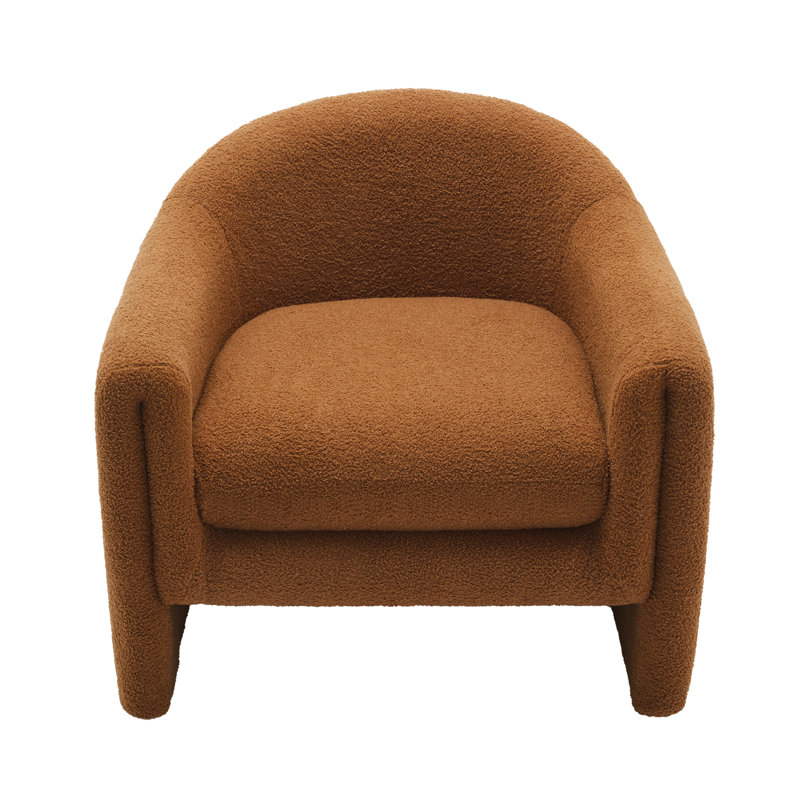 Esly 82Cm Wide Barrel Chair, Rusted Orange Teddy