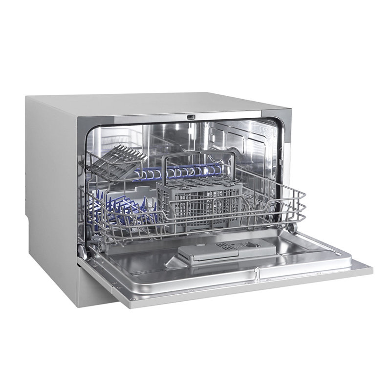 6.5L Freestanding Compact Dishwasher with LED display, Silver