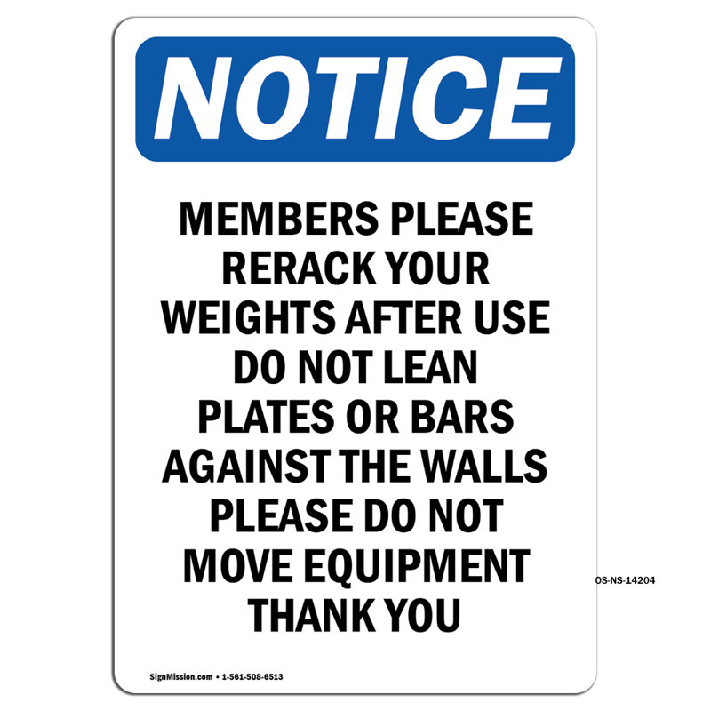 Members Please Rerack Your Weights Sign