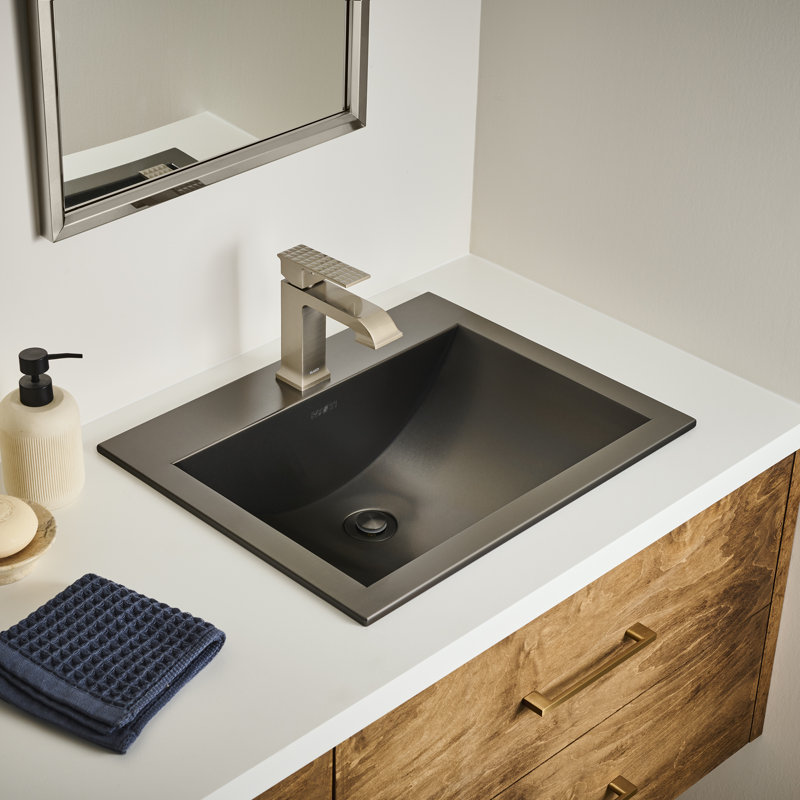 Ruvati 21 x 17 inch Drop-in Topmount Bathroom Sink Stainless Steel, Black