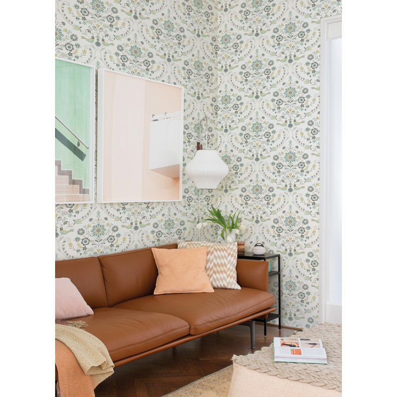 Rouleau de papier peint L 33 pi x l 21 po, Bleu-vert