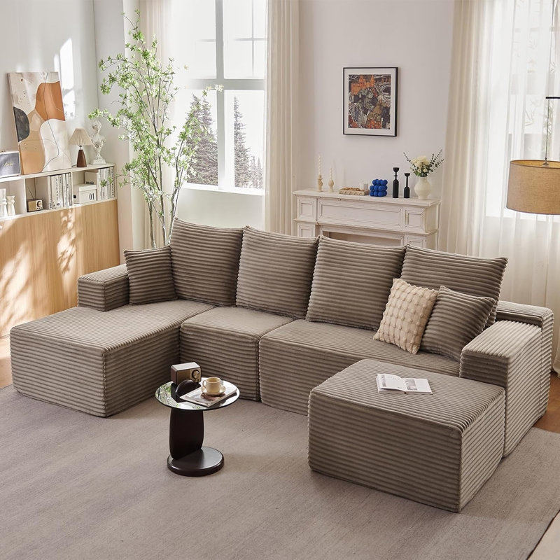 Canapé modulaire Bonfort, Chameau, Orienté à droite