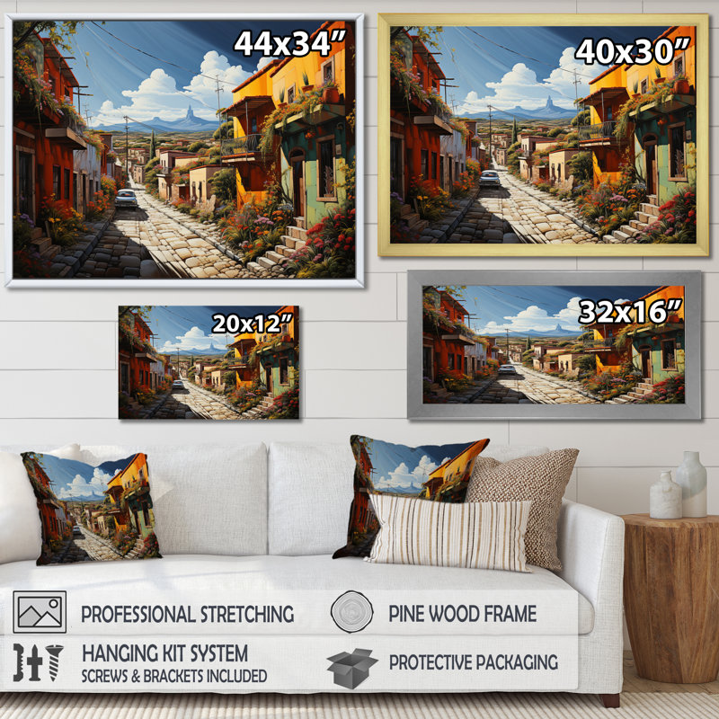 Mexico Mexico Fiesta City I - Décoration murale Mexique, H 24 po x l 32 po x P 1 po, Toile tendue