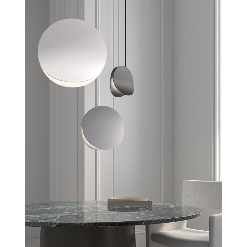 Malibu Discs 1 - Light LED Pendant, 14" H x 14" W x 6.25" D, Satin White