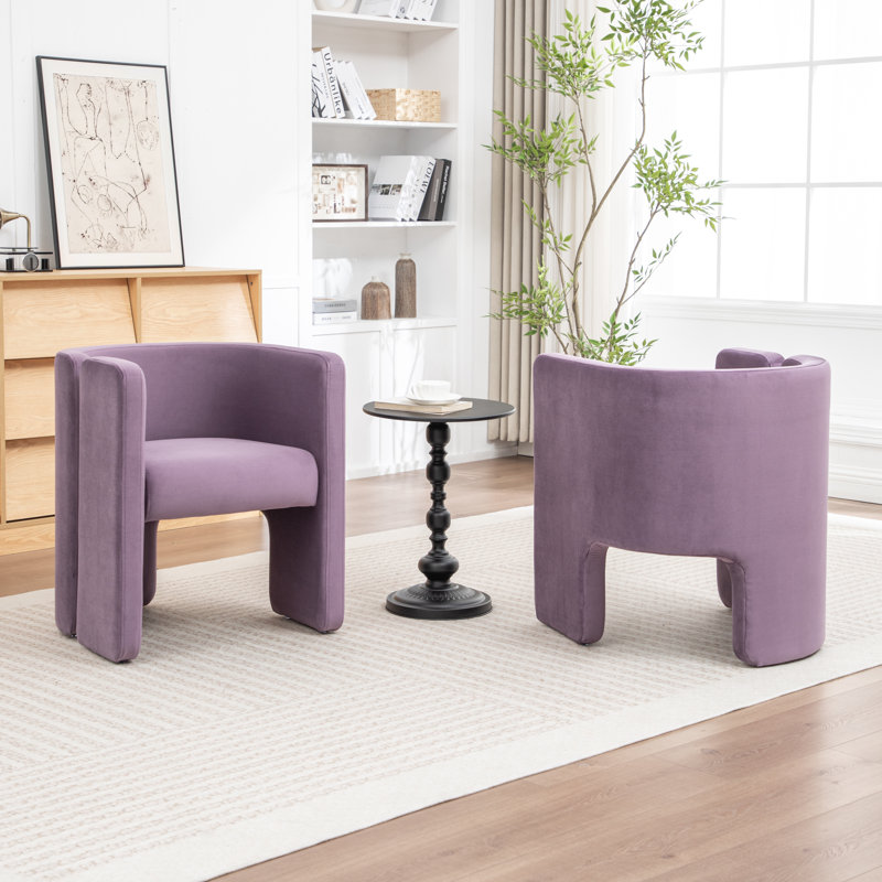 Fauteuil demi-tonneau Jaimyn, Velours mauve