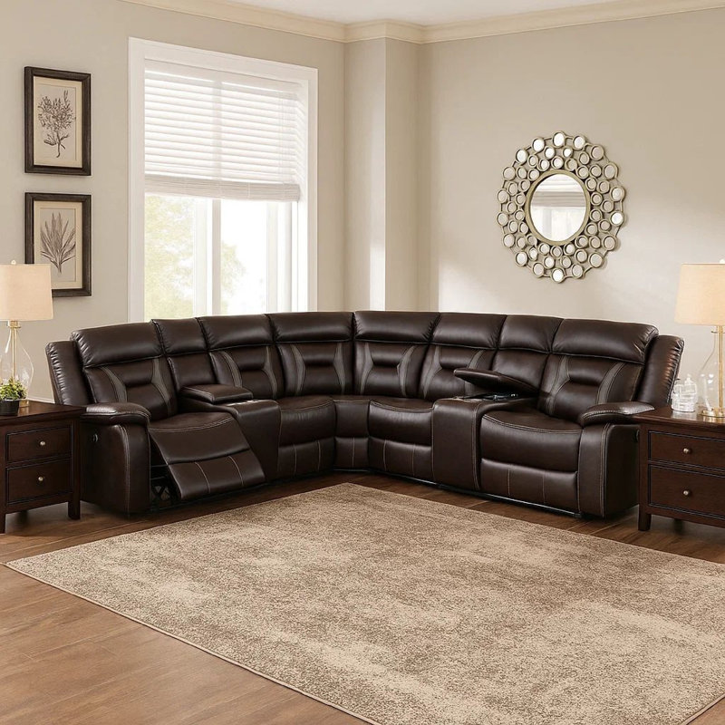Canapé modulaire inclinable en cuir Irissa, Similicuir brun