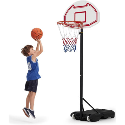 3.2–10 FT Tool-Free Adjustable Portable Basketball Hoop, 30 Inch Shatterproof Polycarbonate Backboard, Fillable Anti-Tip Base with Rolling Wheels for Indoor Outdoor Backyard Poolside Garage