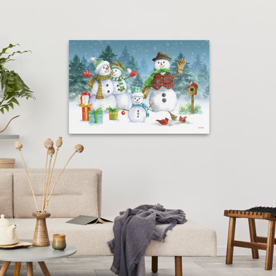 Snowman Family I  Animals Bird Houses Birds Black Art