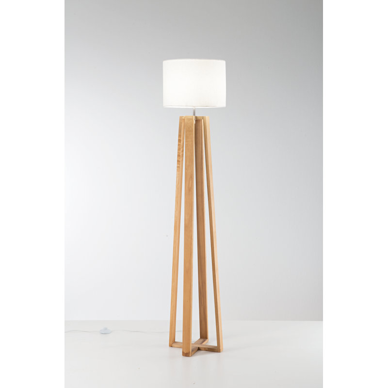 Caneshia 165cm Wood Tripod Floor Lamp