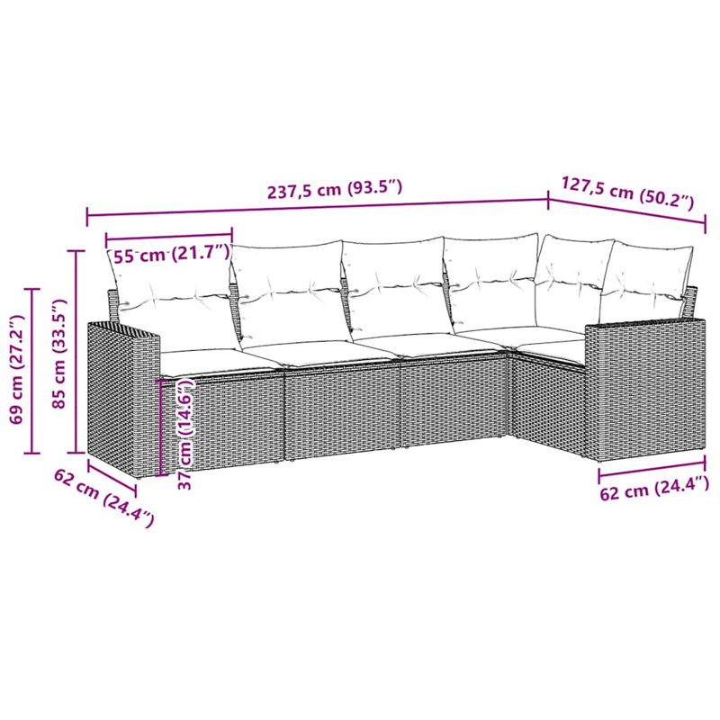 Ensemble de canapé de jardin Vidaxl