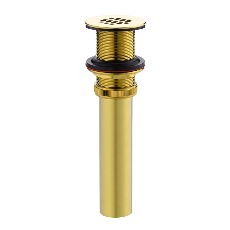 Grid Bathroom Sink Drain with No Overflow, Brushed Gold