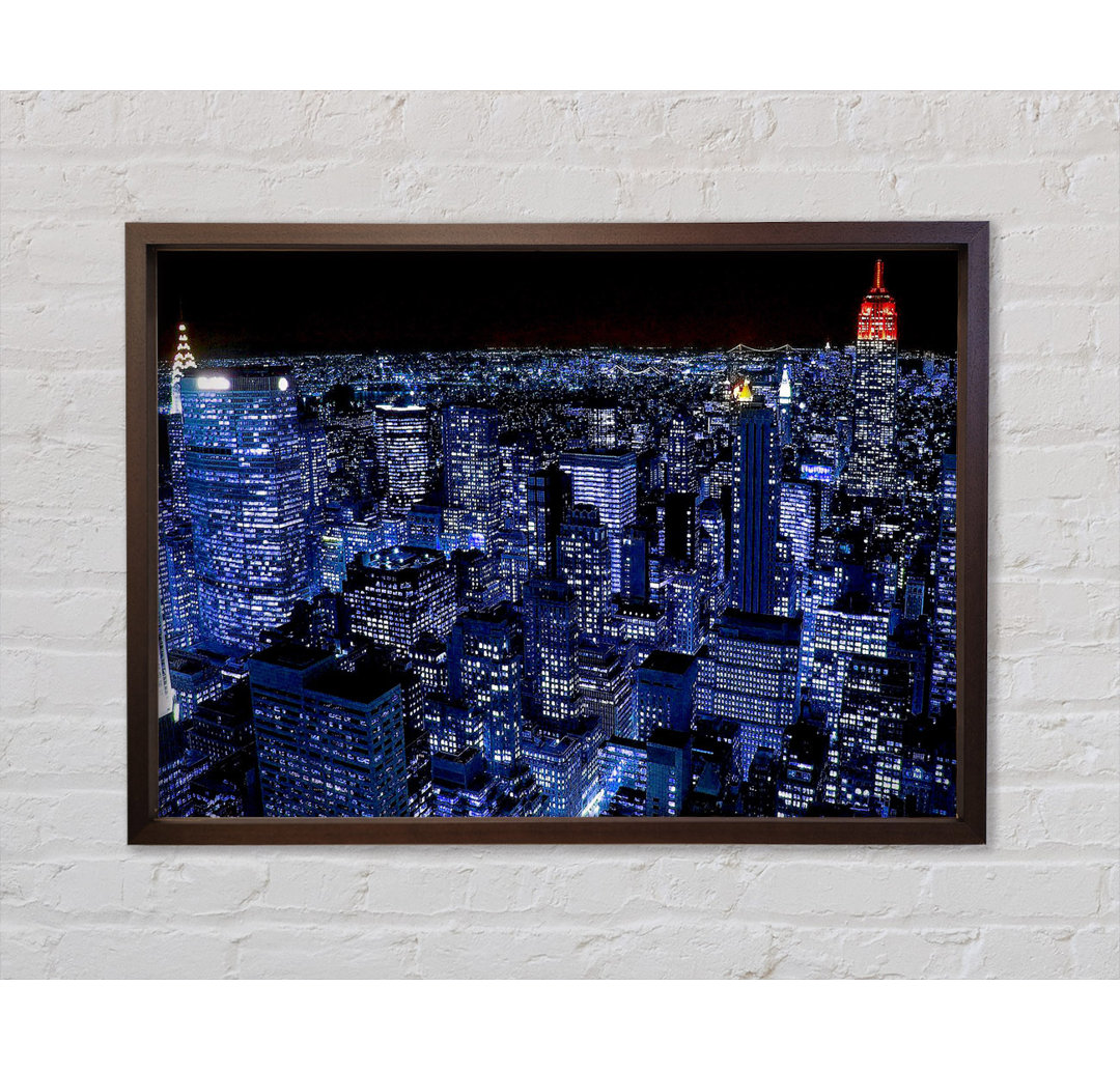 New York City Night Blues Red Top - Einzelbildrahmen Kunstdrucke auf Leinwand