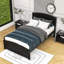 Lit plateforme simple en bois avec tête de lit-1399455782